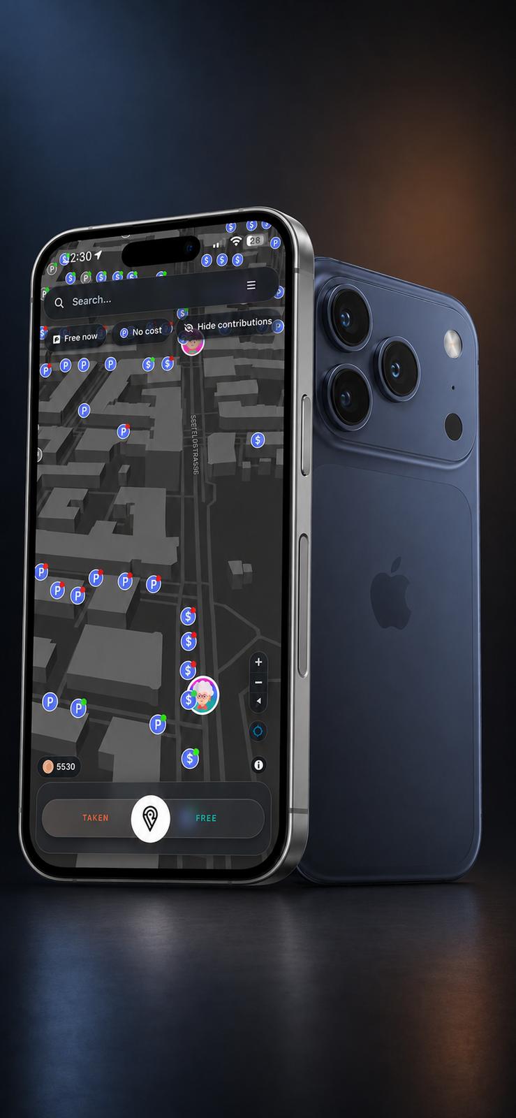 prken. live map of free parking spots